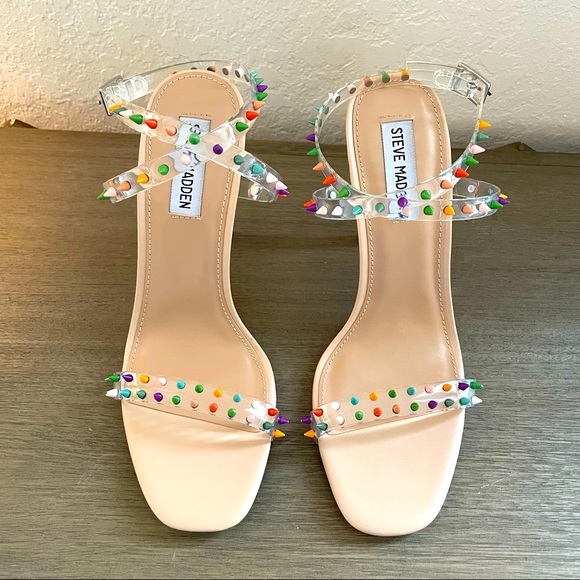 Steve Madden Nuna Bright Multicolor Nude Heels Size 8.5 - Picture 1 of 6